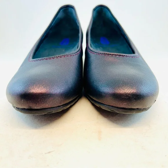 Wolky Black w/Red Metallic Shimmer Valentine Ballernina Wedges, size 40 US 9 - Picture 3 of 11